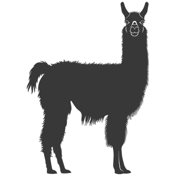 AI generated Silhouette llama animal black color only full body png