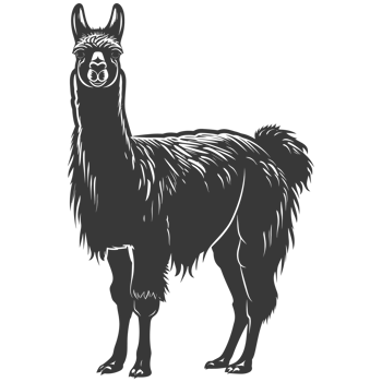 AI generated Silhouette llama animal black color only full body png
