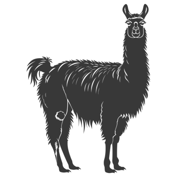 AI generated Silhouette llama animal black color only full body png