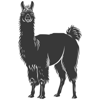 AI generated Silhouette llama animal black color only full body png