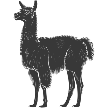 AI generated Silhouette llama animal black color only full body png