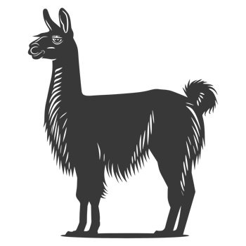 AI generated Silhouette llama animal black color only full body png