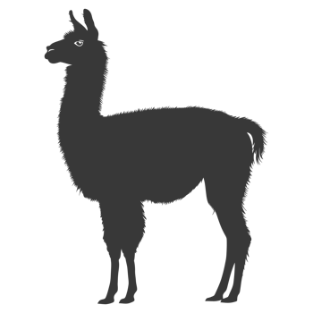 AI generated Silhouette llama animal black color only full body png