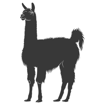 AI generated Silhouette llama animal black color only full body png