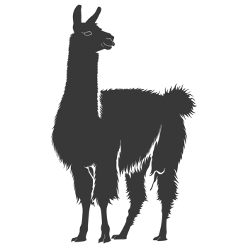 AI generated Silhouette llama animal black color only full body png