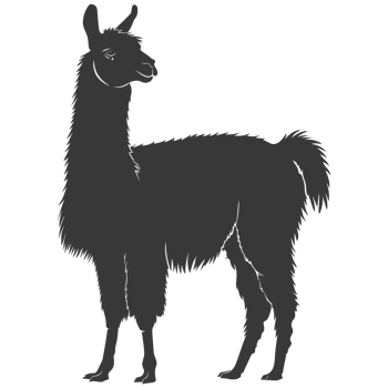 AI generated Silhouette llama animal black color only full body png