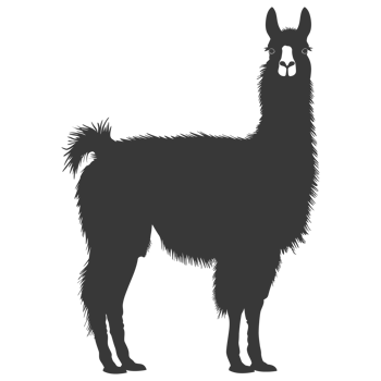 AI generated Silhouette llama animal black color only full body png