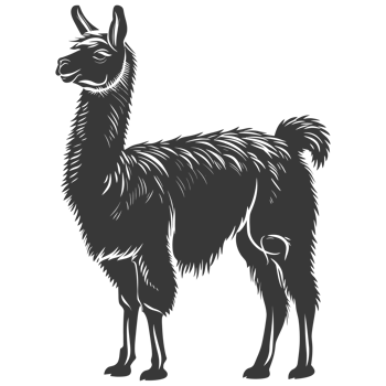 AI generated Silhouette llama animal black color only full body png