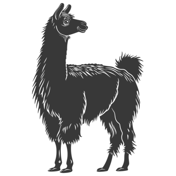 AI generated Silhouette llama animal black color only full body png