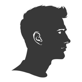 AI generated Silhouette men head thick black color only png