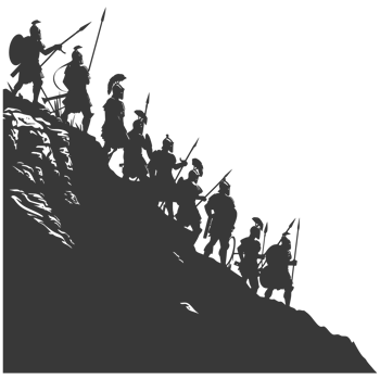 AI generated silhouette of a ancient war situation black color only png