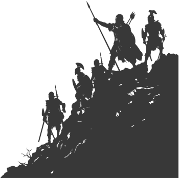 AI generated silhouette of a ancient war situation black color only png