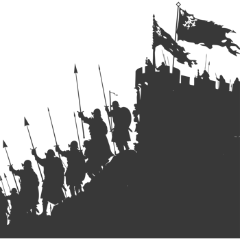 AI generated silhouette of a ancient war situation black color only png