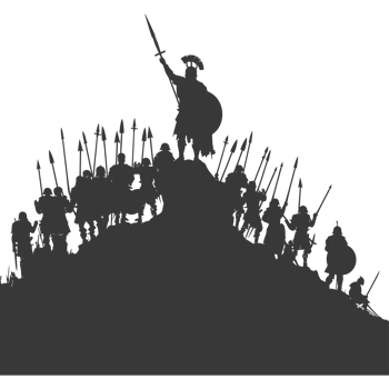 AI generated silhouette of a ancient war situation black color only png
