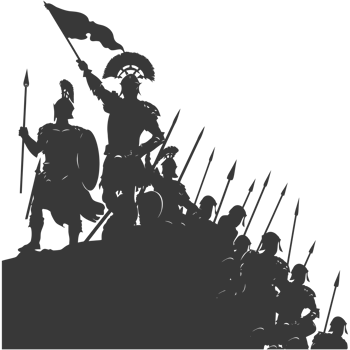AI generated silhouette of a ancient war situation black color only png