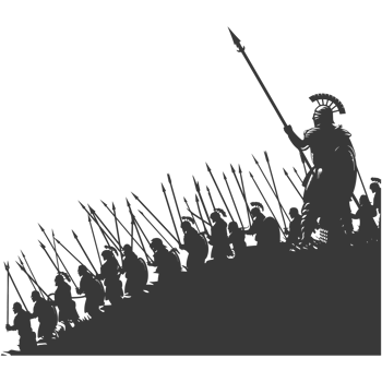 AI generated silhouette of a ancient war situation black color only png