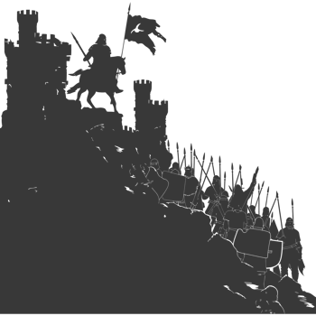 AI generated silhouette of a ancient war situation black color only png