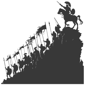 AI generated silhouette of a ancient war situation black color only png