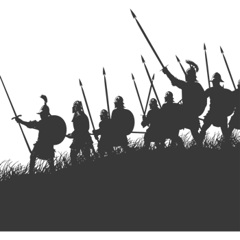 AI generated silhouette of a ancient war situation black color only png