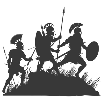 AI generated silhouette of a ancient war situation black color only png