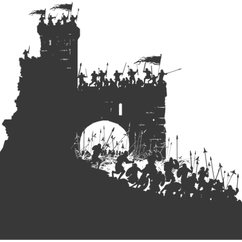 AI generated silhouette of a ancient war situation black color only png