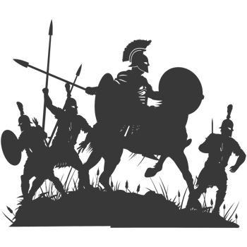 AI generated silhouette of a ancient war situation black color only png