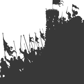 AI generated silhouette of a ancient war situation black color only png