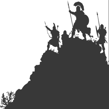 AI generated silhouette of a ancient war situation black color only png