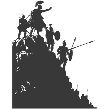 AI generated silhouette of a ancient war situation black color only png
