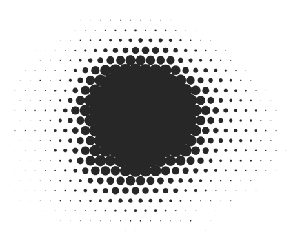 Halftone dotted shape. Paint blob with noisy effect. Abstract splatter circle shape. png