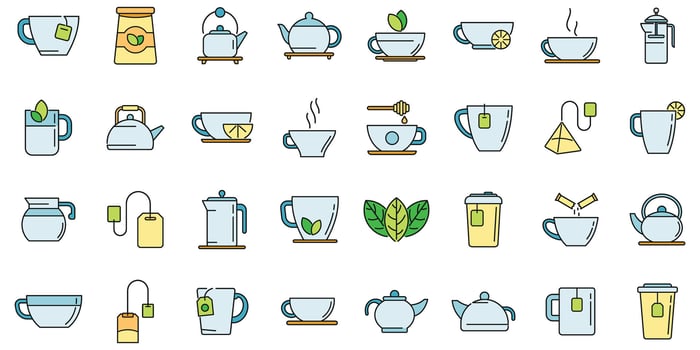 Tea icons set vector color