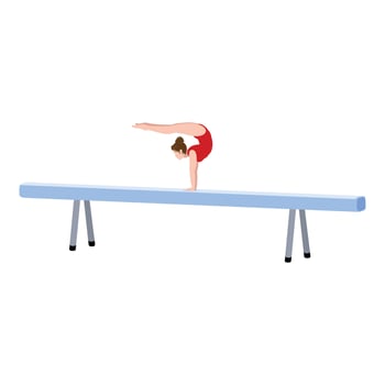 Gymnastic on balance bar icon cartoon vector. Wooden equipment vector