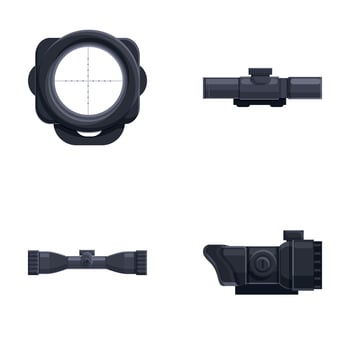 Sniper sight icons set cartoon vector. Various sniper optical sight vector
