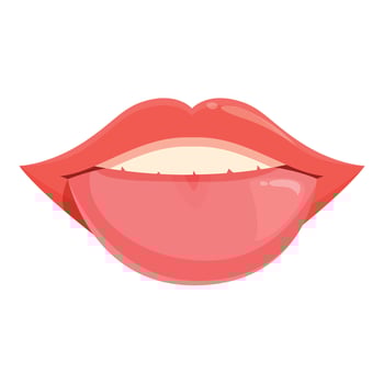 Teeth on tongue icon cartoon vector. Woman talk word vector