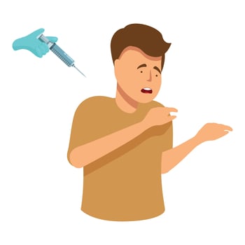 Syringe afraid icon cartoon vector. Cute young kid cry vector
