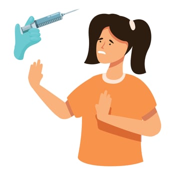 Girl vaccine injection icon cartoon vector. Healthcare disease vector