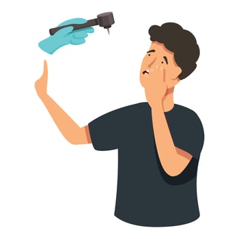 Dental kid help icon cartoon vector. Crying boy afraid vector