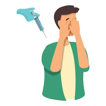 Afraid kid close eyes icon cartoon vector. Scared boy vector