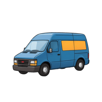 AI generated Electric Company Van Hand Drawn Cartoon Style Illustration png