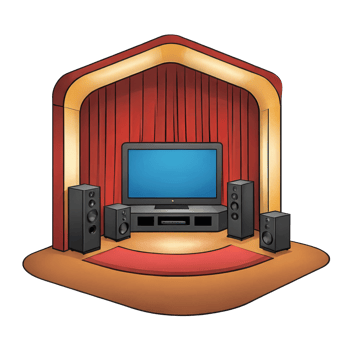 AI generated Home Theater Hand Drawn Cartoon Style Illustration png