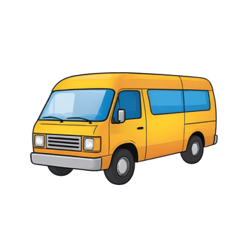 AI generated Yellow Van Hand Drawn Cartoon Style Illustration png