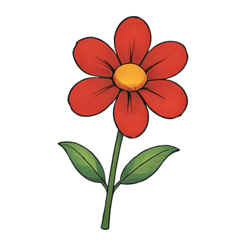 AI generated Red Flower Hand Drawn Cartoon Style Illustration png
