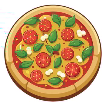 cartoon isolated vector image of a pizza. cartoon fast food pizza sticker