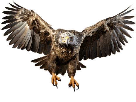 AI generated Eagle Flying with Spread Wings Isolated on Transparent Background. Close Up of a Hawk. Generative Ai png