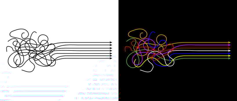 Order and chaos diagram. psychotherapy and psychology concept vector line.