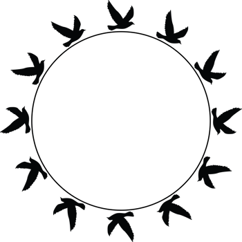 Flying birds silhouettes pattern wallpaper. PNG transparent. isolated bird flying. tattoo design. template for card, package, and wallpaper.