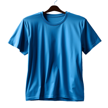 AI generated Blank Blue T-shirt with Hanger on Transparent Background Background. Short Sleeve T-shirt. Generative Ai png