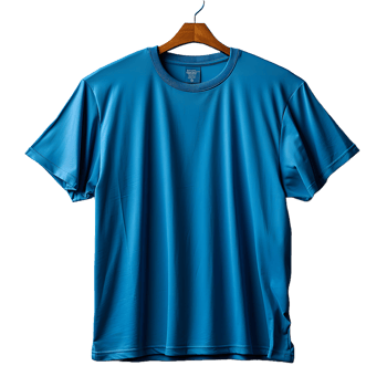 AI generated Blank Blue T-shirt with Hanger on Transparent Background Background. Short Sleeve T-shirt. Generative Ai png