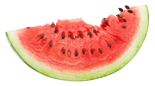 AI generated Juicy watermelon slice with black seeds on transparent background - stock png. png