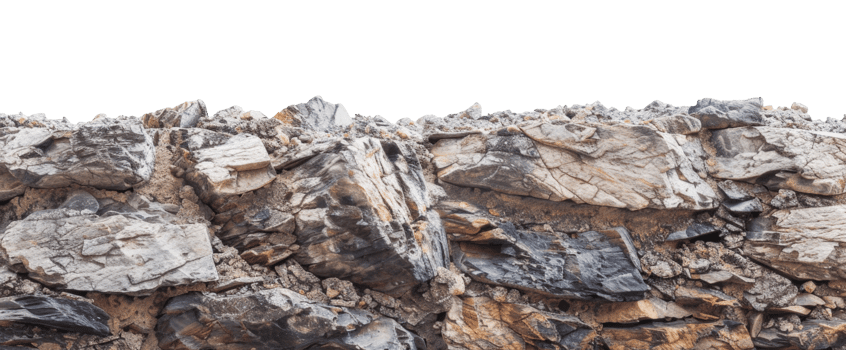 AI generated Rugged rocky surface with intricate geological textures and patterns on transparent background - stock png. png